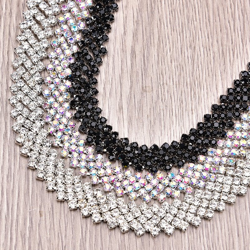 Clear Crystal Rhinestone Chain Plated Trimming Banding DIY Accessories Sew On Clothing Dress Bags/Shoes