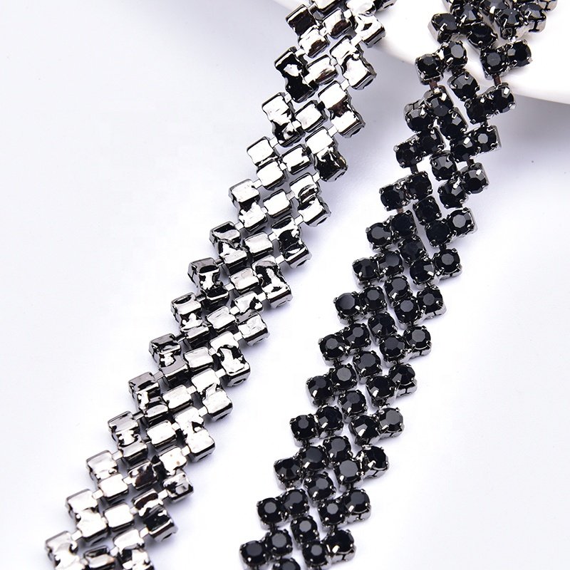 Clear Crystal Rhinestone Chain Plated Trimming Banding DIY Accessories Sew On Clothing Dress Bags/Shoes