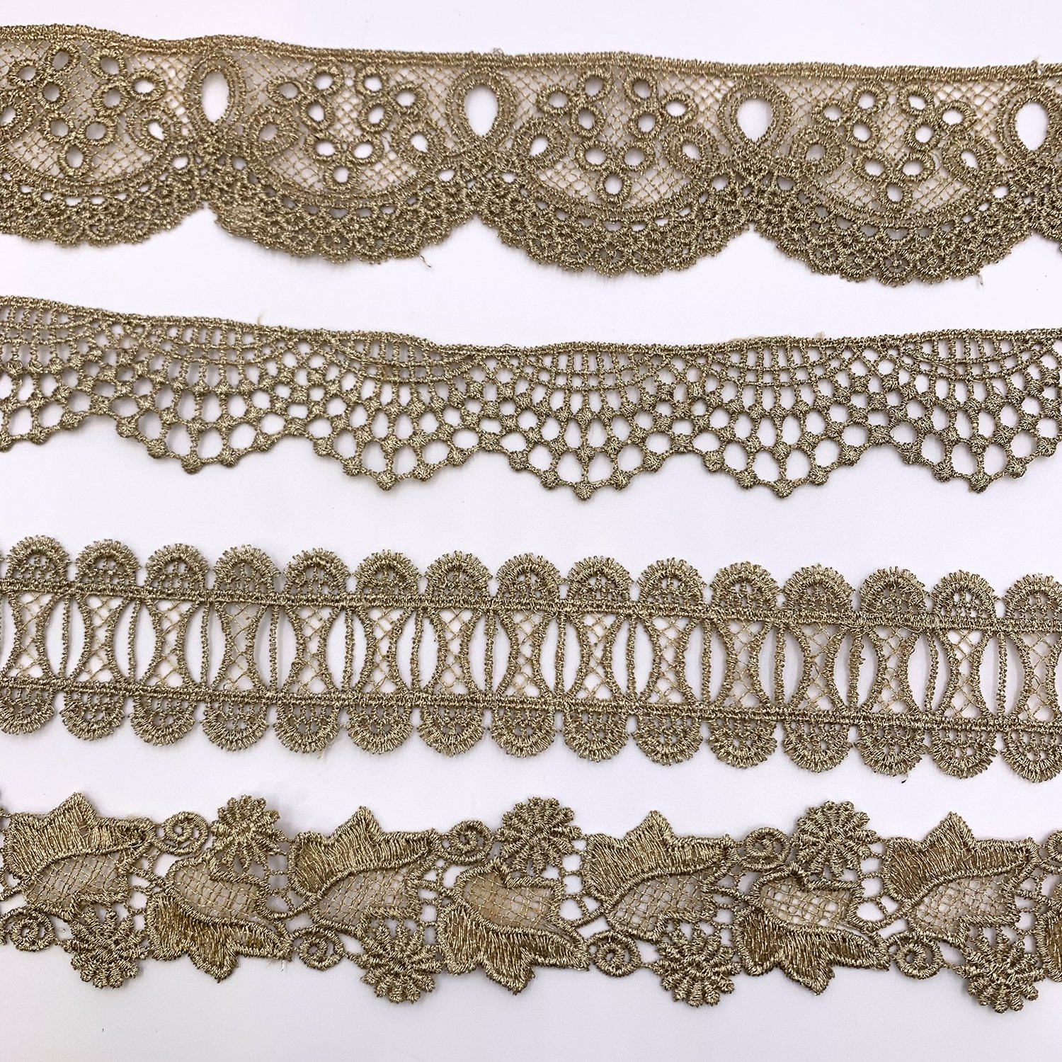 Factory wholesale Golden Chemical Polyester renda Guipure Embroidery Lace Trim