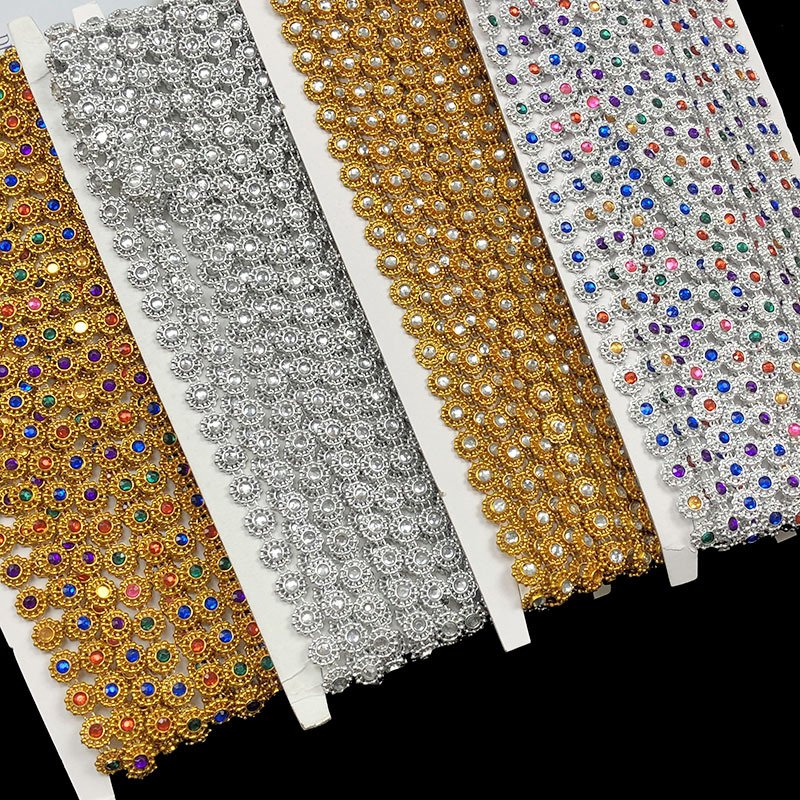1.0cm Wide Acrylic Chain Lace Gold Chain Plastic Beaded Lace Trim For Clothes Dress