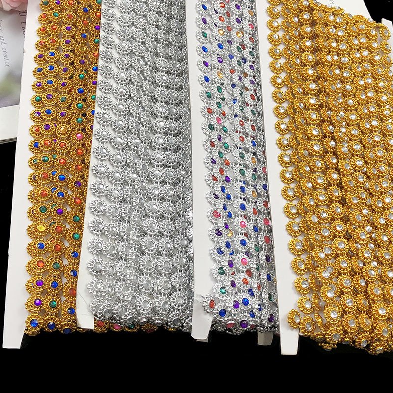 1.0cm Wide Acrylic Chain Lace Gold Chain Plastic Beaded Lace Trim For Clothes Dress