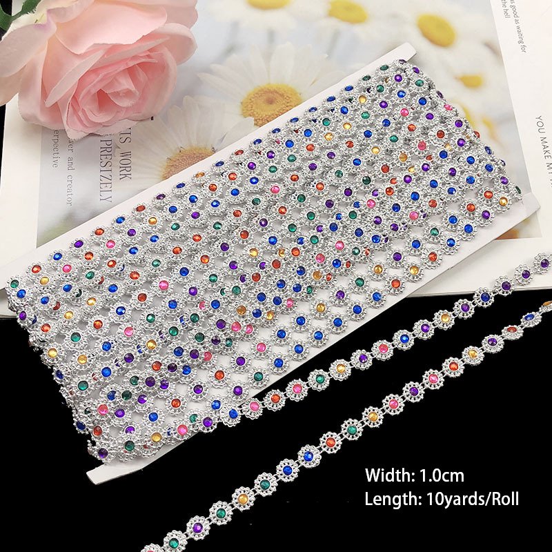 1.0cm Wide Acrylic Chain Lace Gold Chain Plastic Beaded Lace Trim For Clothes Dress