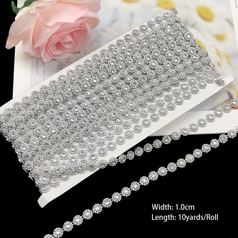 1.0cm Wide Acrylic Chain Lace Gold Chain Plastic Beaded Lace Trim For Clothes Dress
