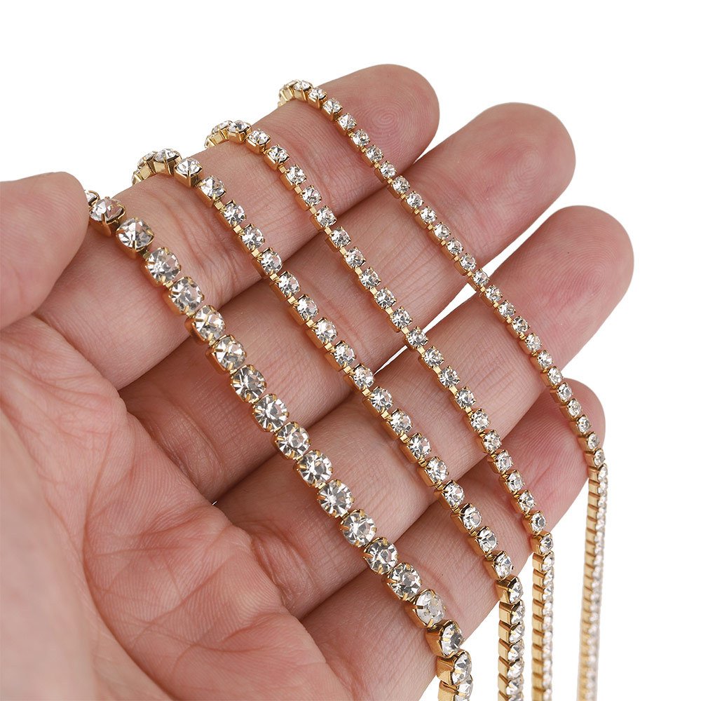 Wholesale Direct Sales Diamond Sewing Trim Applique Crystal Rhinestones Chains For Garment DIY