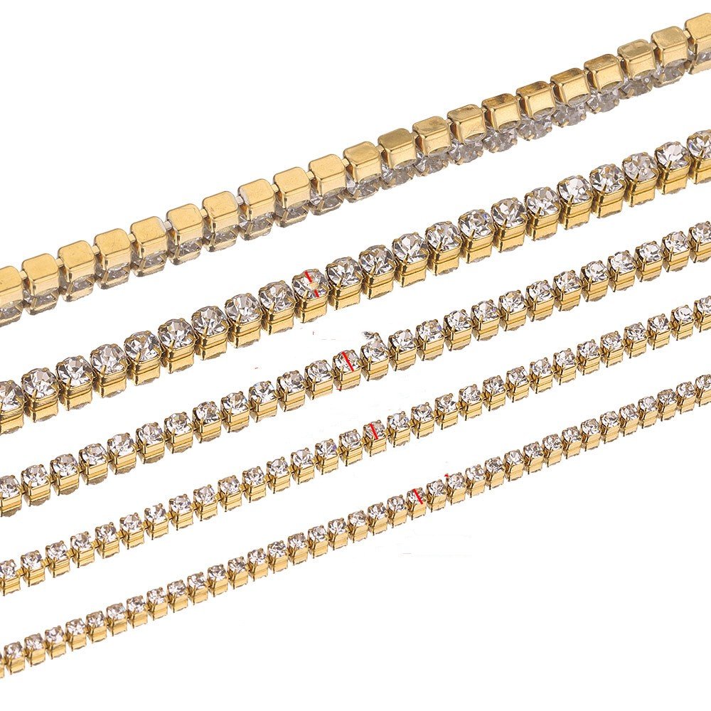 Wholesale Direct Sales Diamond Sewing Trim Applique Crystal Rhinestones Chains For Garment DIY