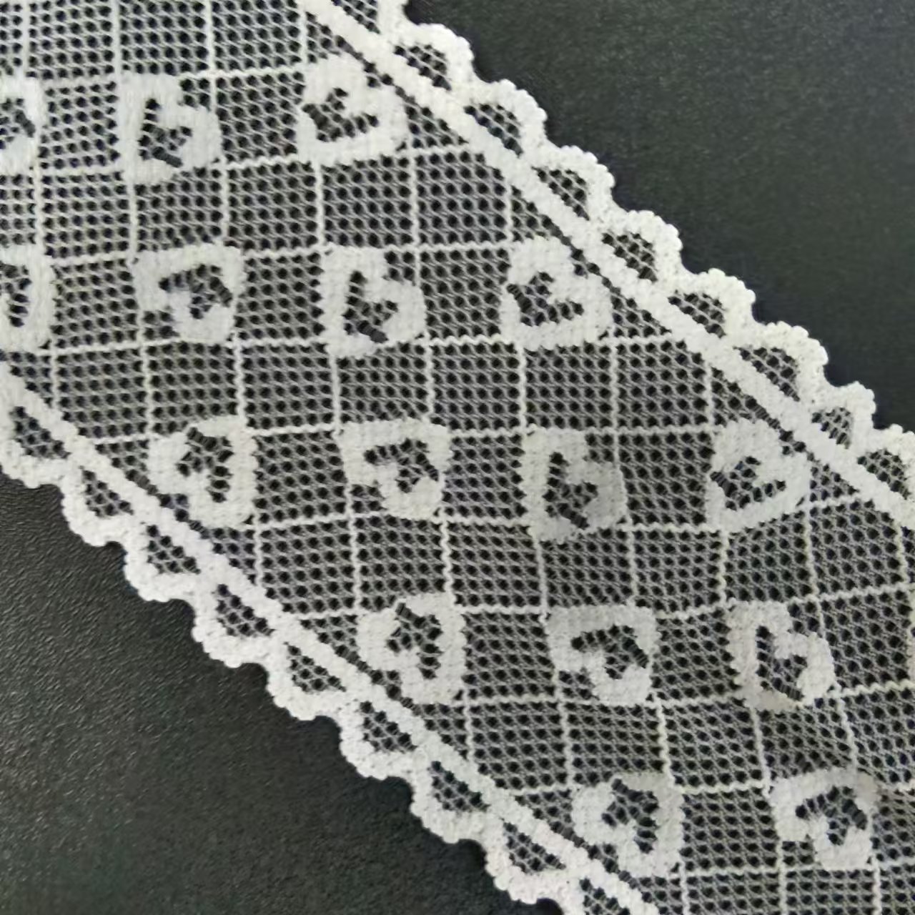 5.5cm Fancy Design White Elastic Voile Nylon Spandex Lace Trim Fabric Heart pattern for Women's Underwear Accessories