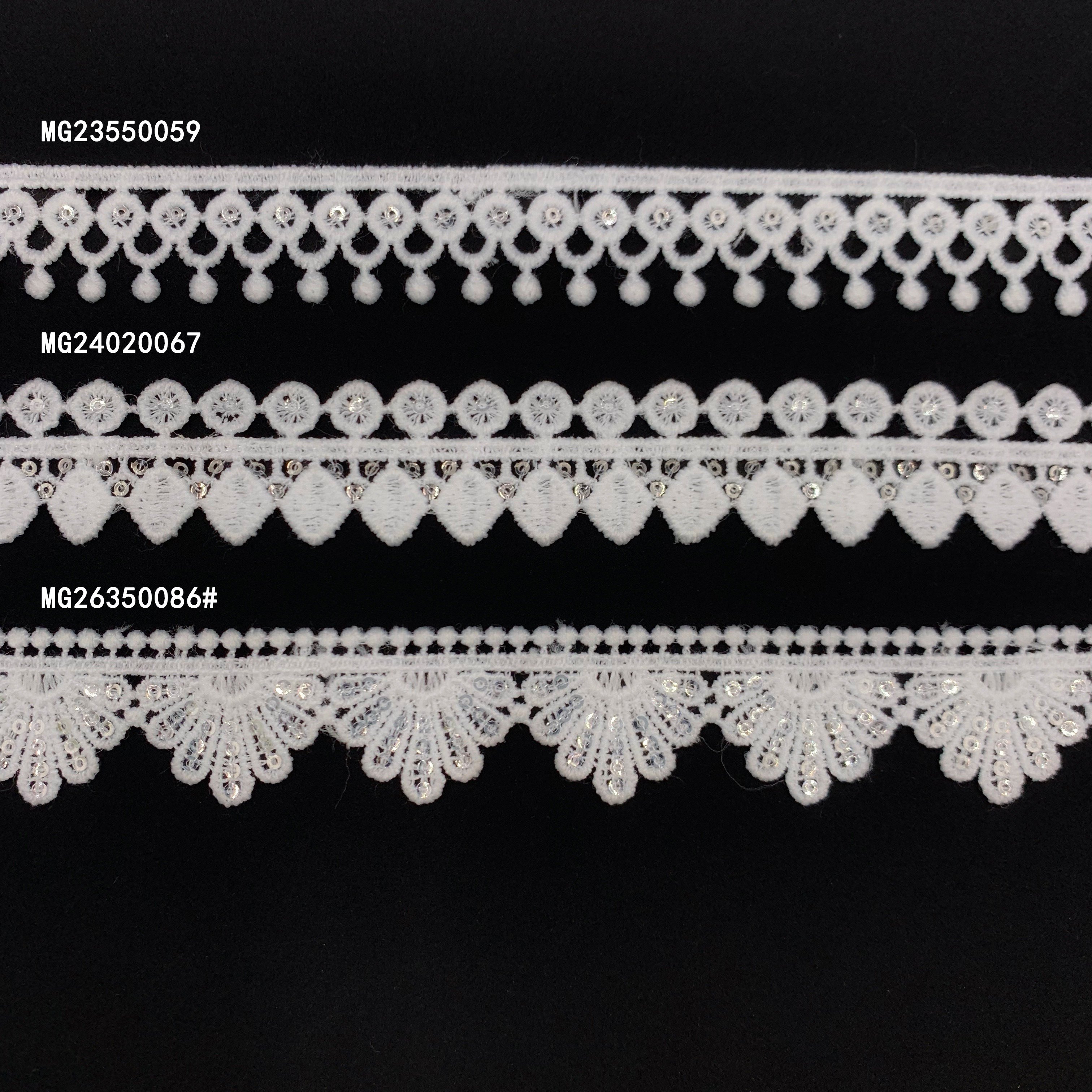 High Quality Swiss Cotyon Lace Guipure White 4cm Sequin Lace Trim
