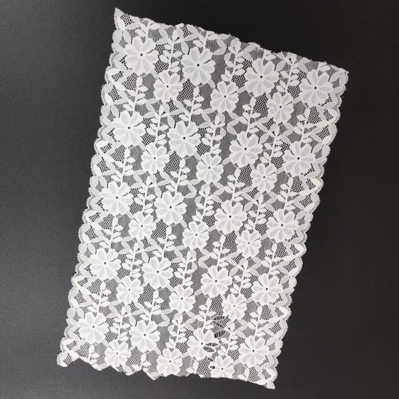 High Quality New 24cm Galloon Lace Trim Stretch Floral Leaf Chunky Elastic Nylon Lace Fabric For Garment Accessories