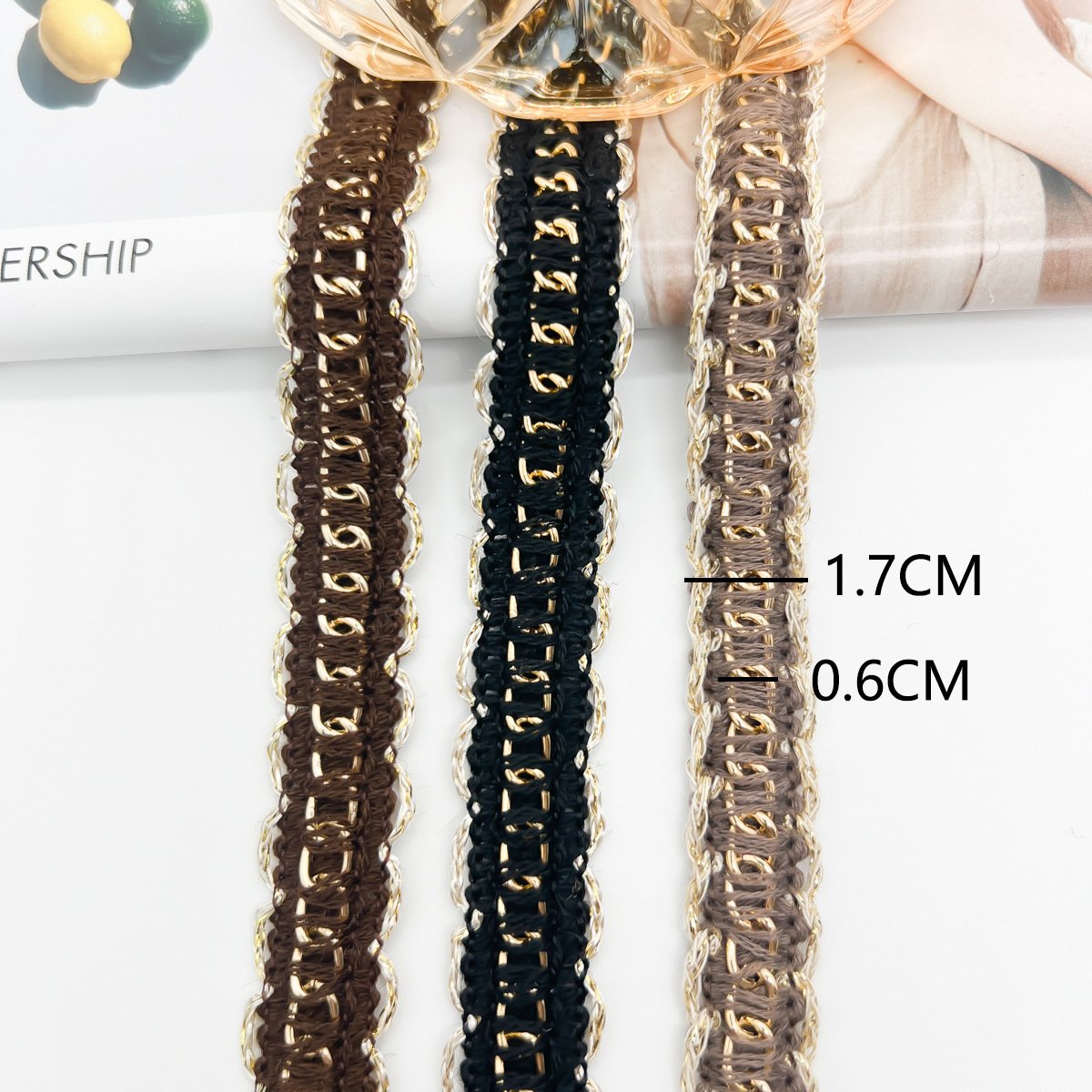 High Quality Colors Gold Thread Handmade Embroidery Ribbon Lace Trim Decorate