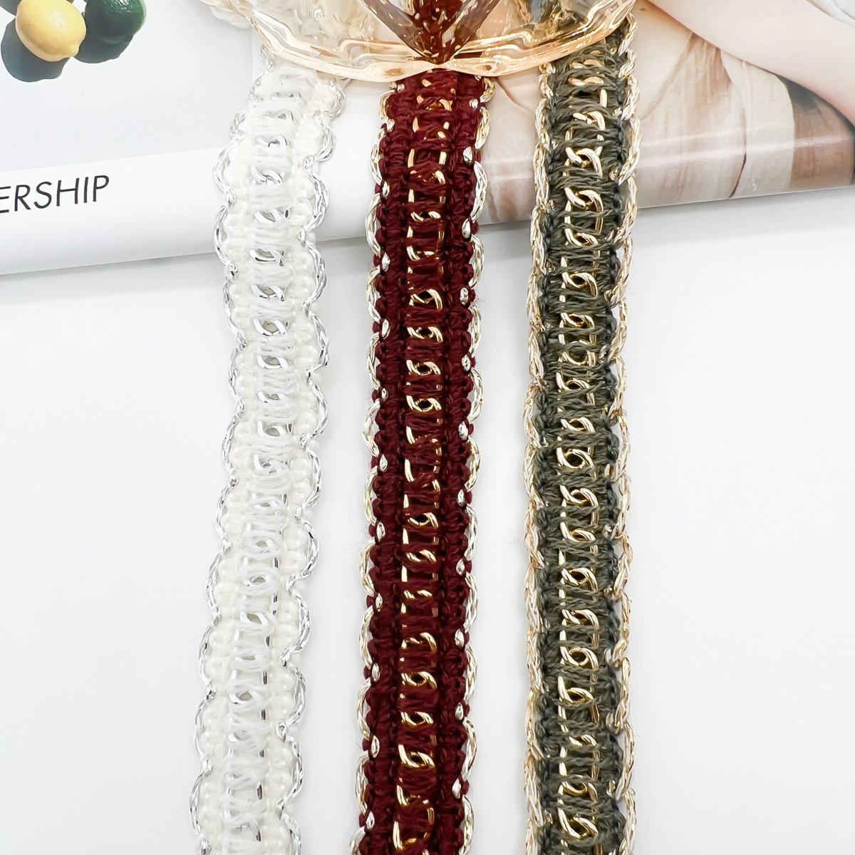 High Quality Colors Gold Thread Handmade Embroidery Ribbon Lace Trim Decorate