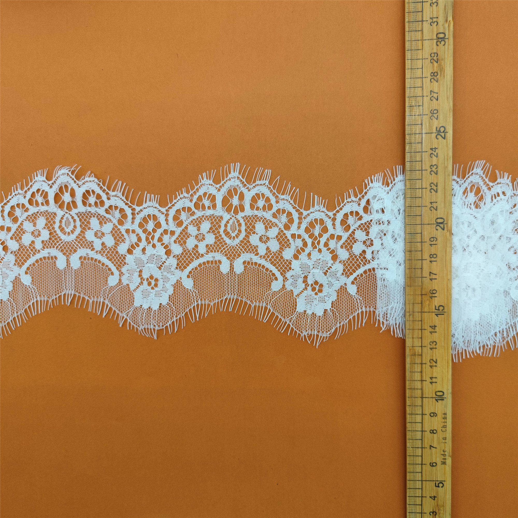 Wholesale Eco-Friendly Recycled Nylon Eyelash Lace Trim Border Floral Pattern French Style Garments Weddings Underwear