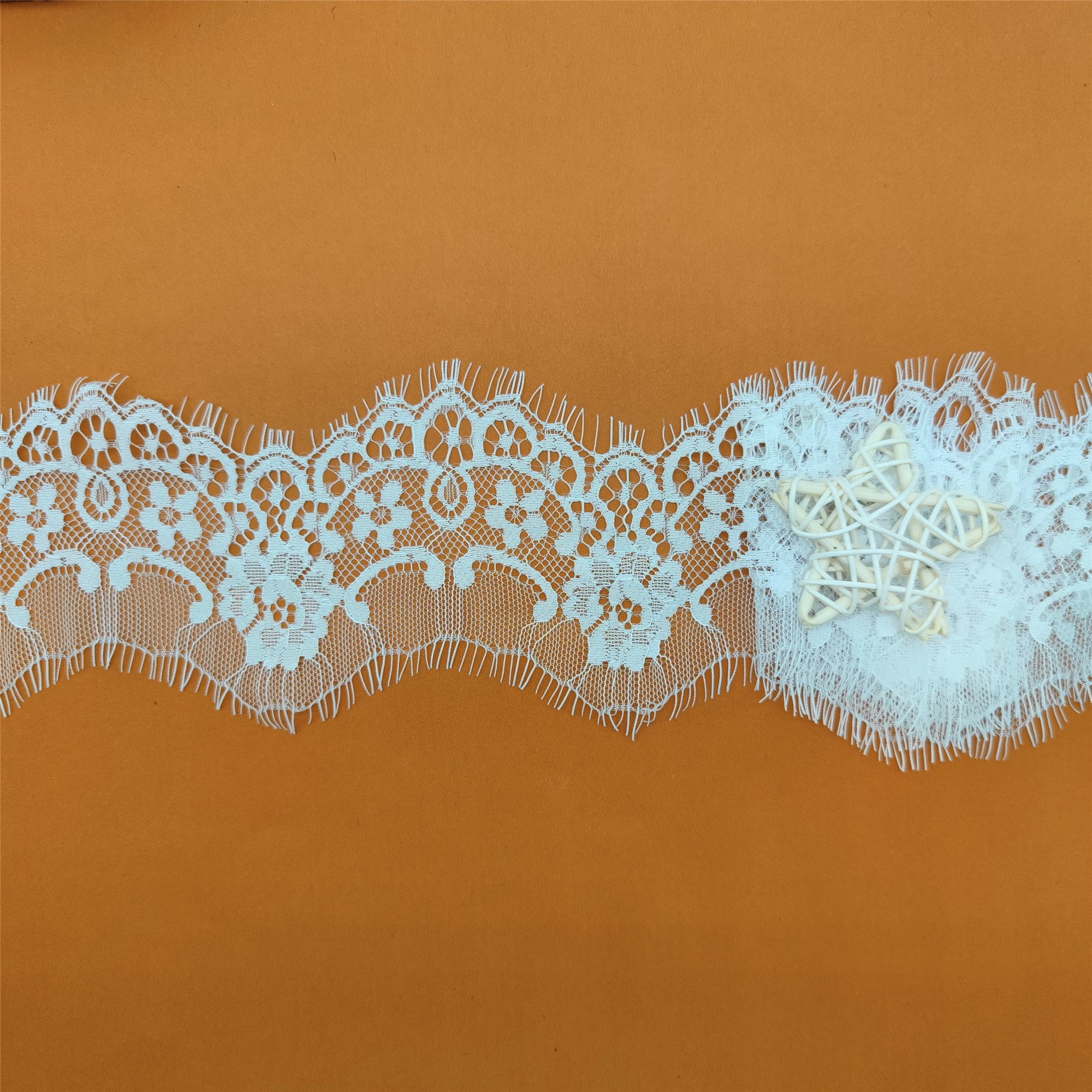 Wholesale Eco-Friendly Recycled Nylon Eyelash Lace Trim Border Floral Pattern French Style Garments Weddings Underwear