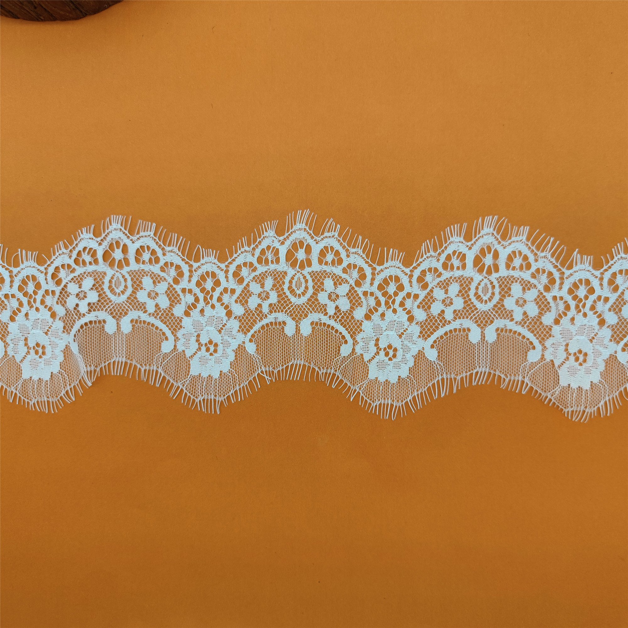 Wholesale Eco-Friendly Recycled Nylon Eyelash Lace Trim Border Floral Pattern French Style Garments Weddings Underwear