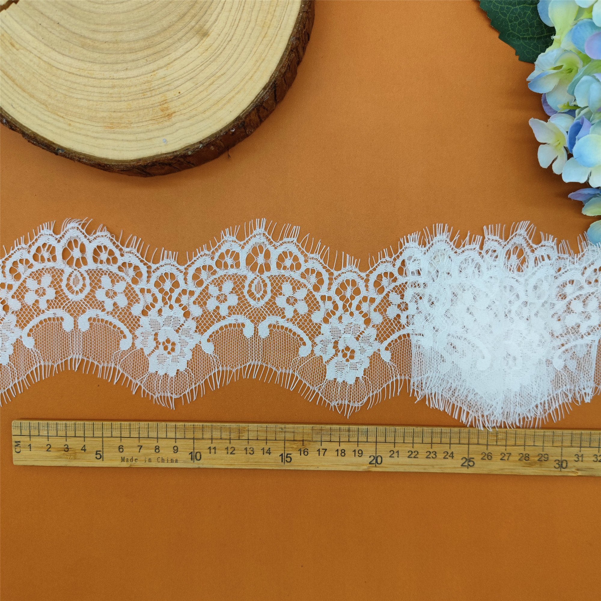 Wholesale Eco-Friendly Recycled Nylon Eyelash Lace Trim Border Floral Pattern French Style Garments Weddings Underwear