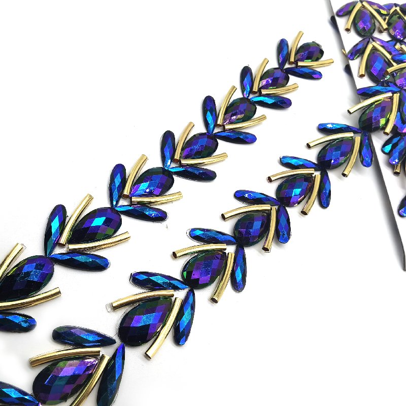 Rhinestone hotfix pasting strips trimming for samba clothes feather hat dress accessories