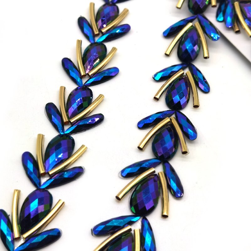 Rhinestone hotfix pasting strips trimming for samba clothes feather hat dress accessories