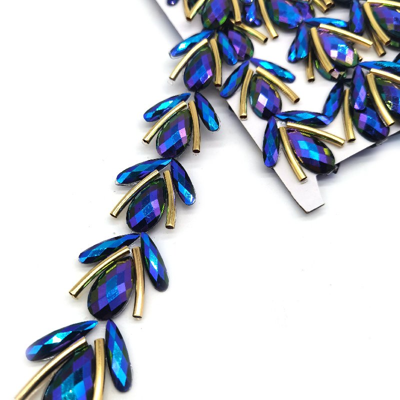 Rhinestone hotfix pasting strips trimming for samba clothes feather hat dress accessories
