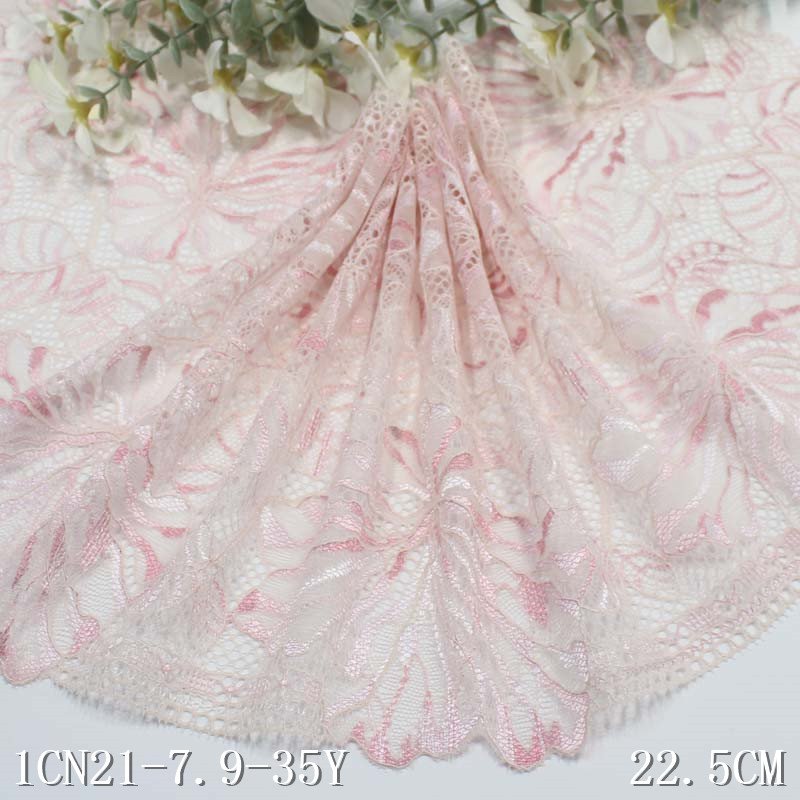 Good Quality 23cm Wide Colorful Flower Stretch Mesh Lace Trim for Underwear