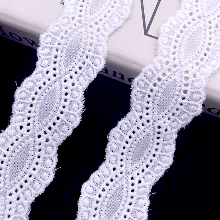 100% Embroidered Cotton Lace Trim Stylish Fashionable Women Dresses & Children's Clothes 4cm Width Variety