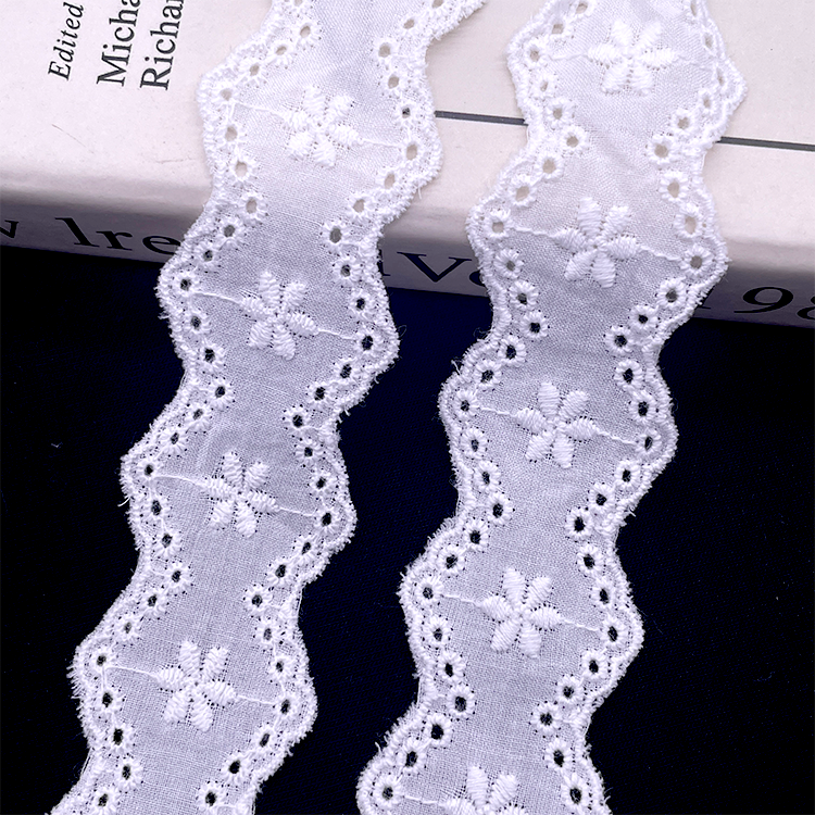 100% Embroidered Cotton Lace Trim Stylish Fashionable Women Dresses & Children's Clothes 4cm Width Variety