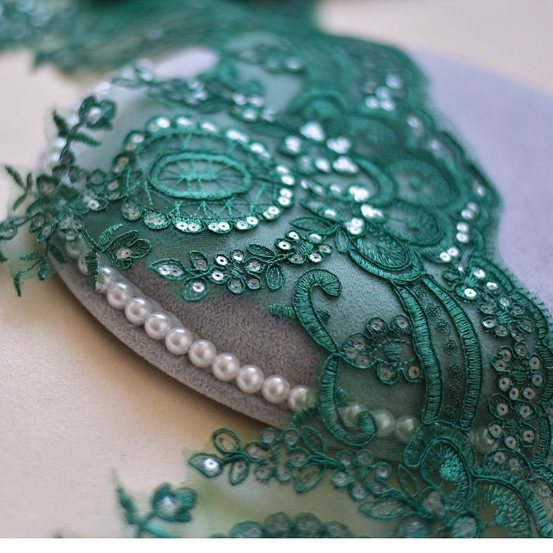 17 Cm Wide Polyester Guipure Embroidery Tulle Mesh Cording Sequin Fancy Border Lace Trimming