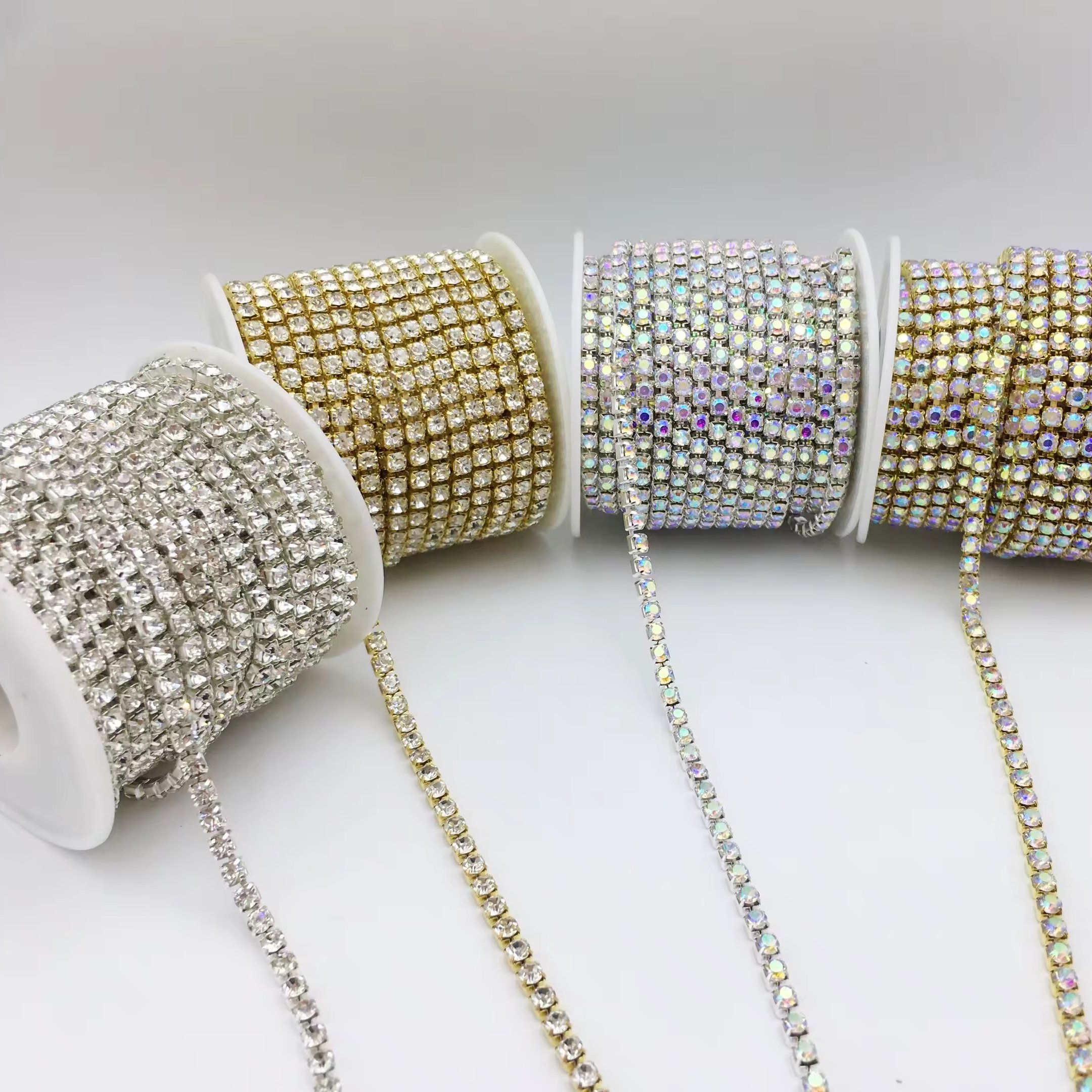 10Yards SS6-SS18 Close Glitter Rhinestones Chain Crystals Sew On Rhinestone Cup Chain Strass Chain For Garment DIY