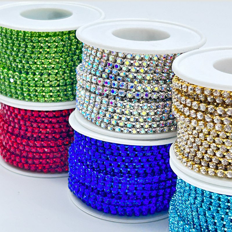10Yards SS6-SS18 Close Glitter Rhinestones Chain Crystals Sew On Rhinestone Cup Chain Strass Chain For Garment DIY