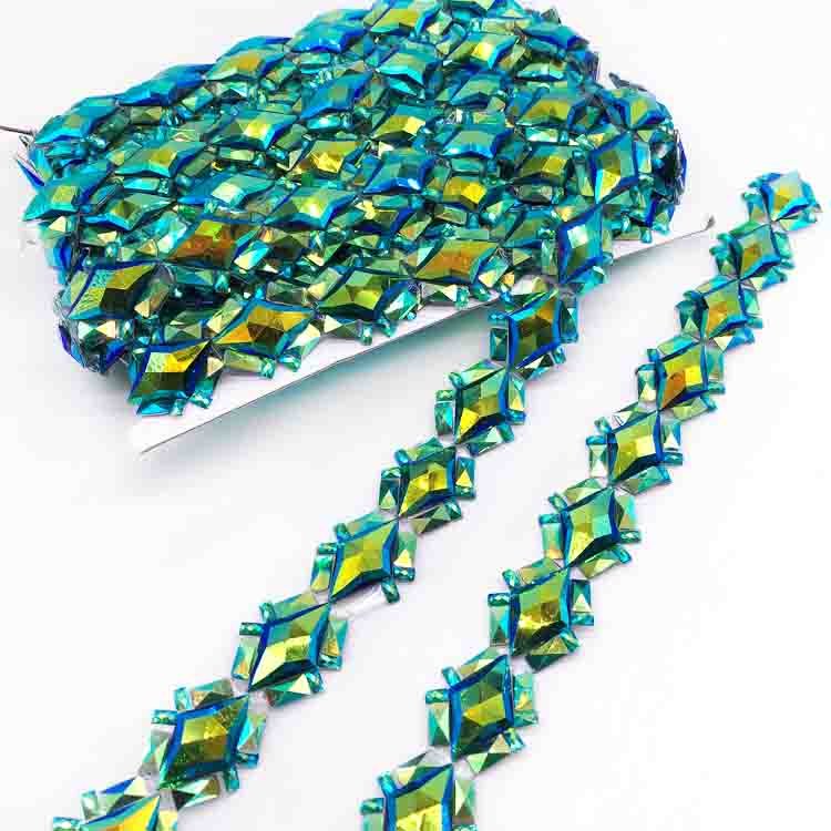 clothes accessories colorful rhinestone applique iron on rhinestone trimming fabric trim
