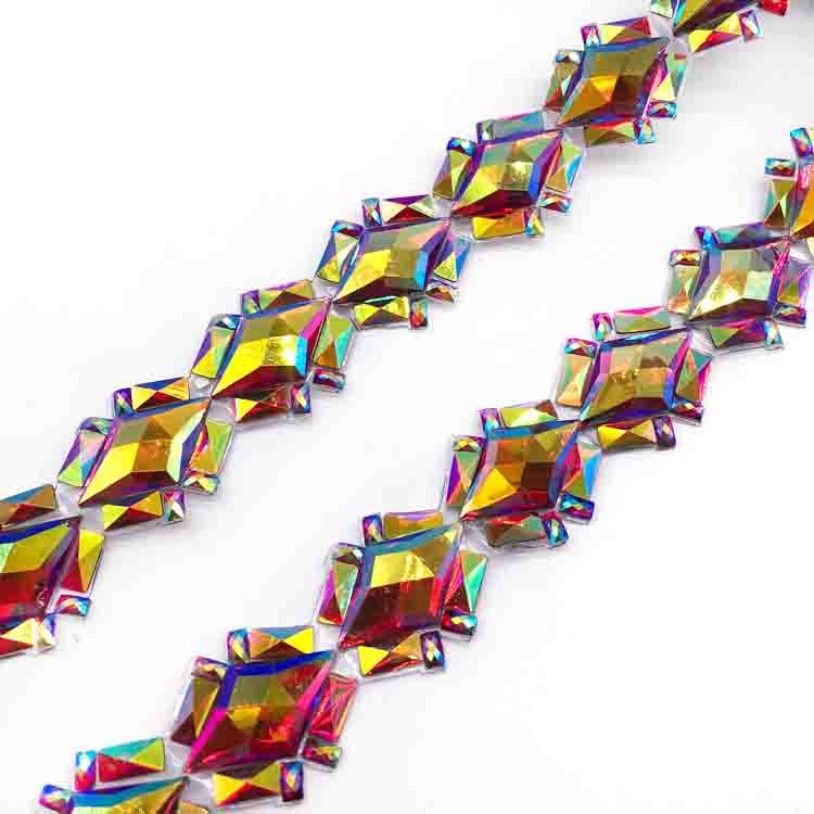 clothes accessories colorful rhinestone applique iron on rhinestone trimming fabric trim