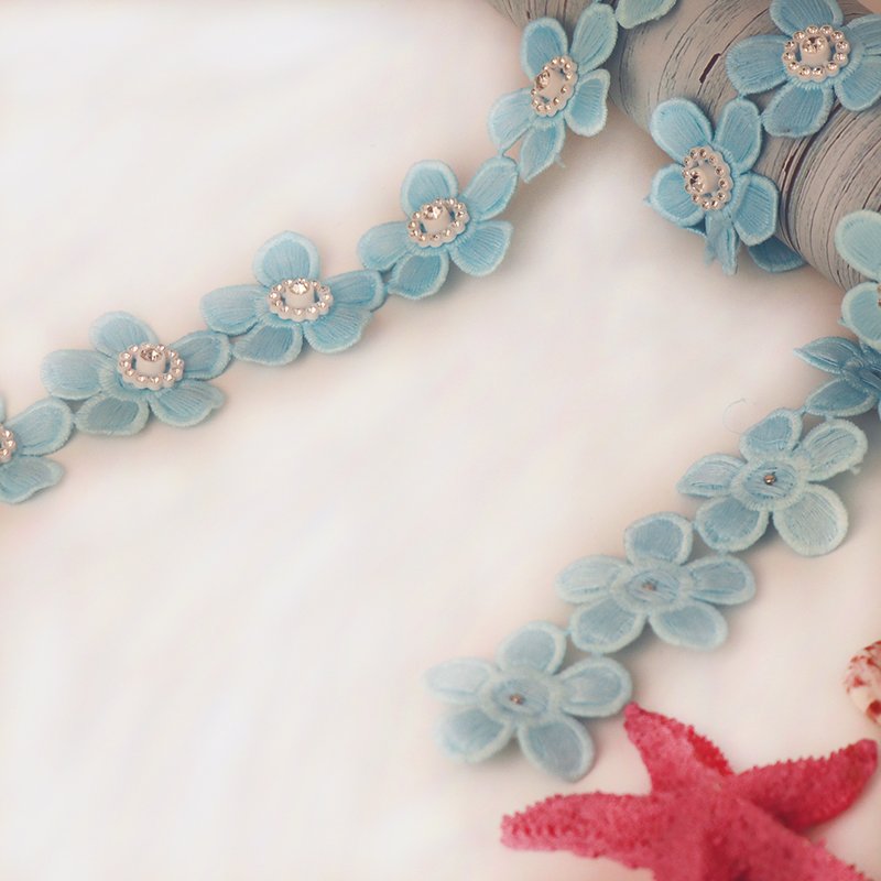 4CM 3D Diamond Flowers Wedding Cake Applique Trimming Decoration Lace TRIM For Clothing Accessories