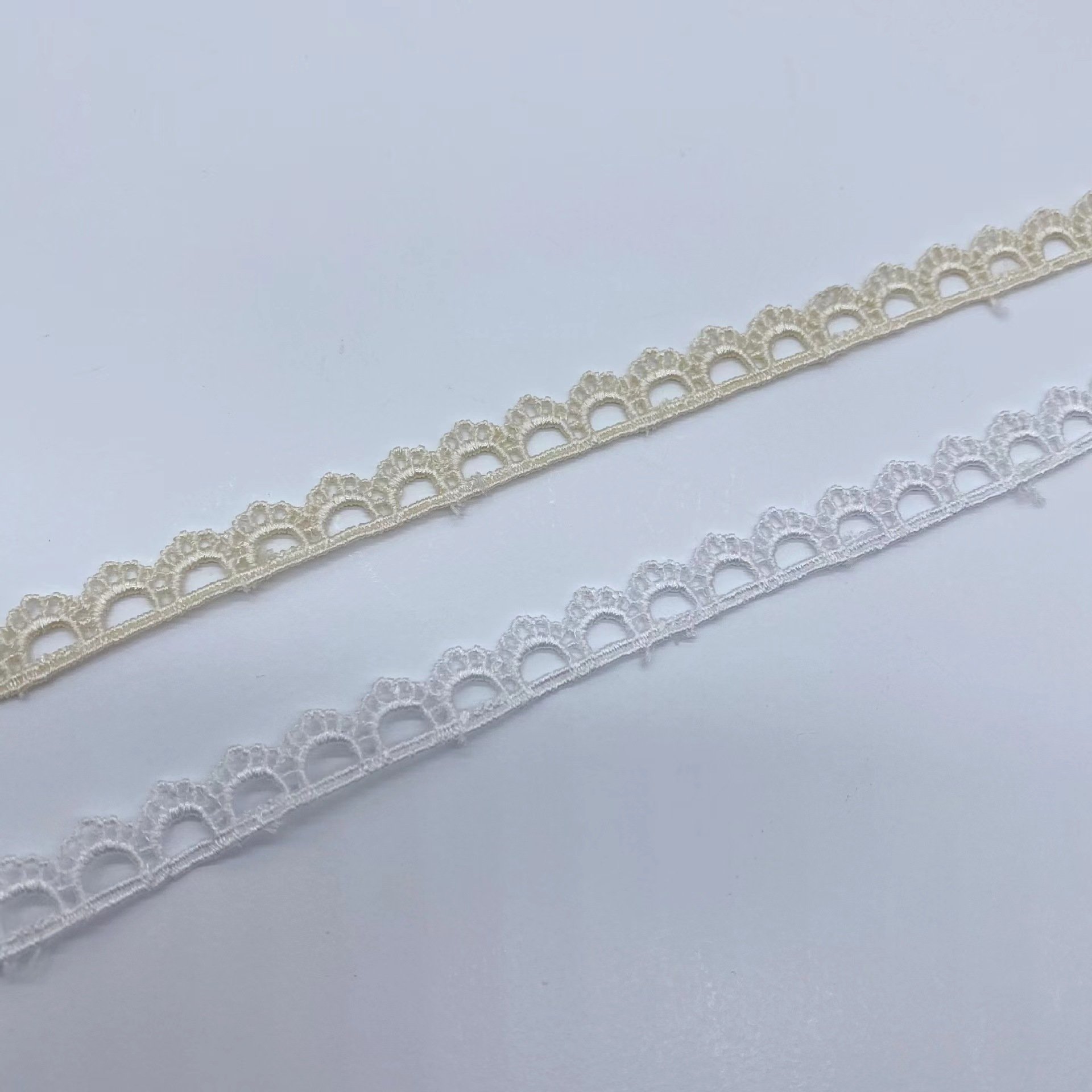 Wholesale Embroidery 9 mm Wide Multi-color Polyester Water Soluble Pink Lace Trim Ready To Ship Bridge Lace Trimming