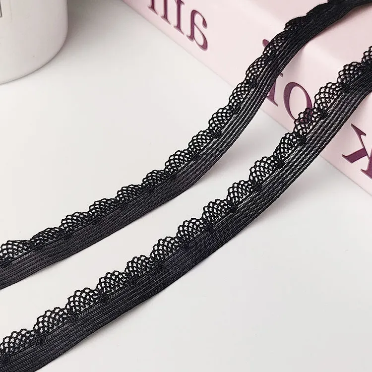 Garment Underwear Lace Trim Picot Elastic Webbing Band Sewing Scallop Bud Edge Stretch Tape Webbing Ribbon
