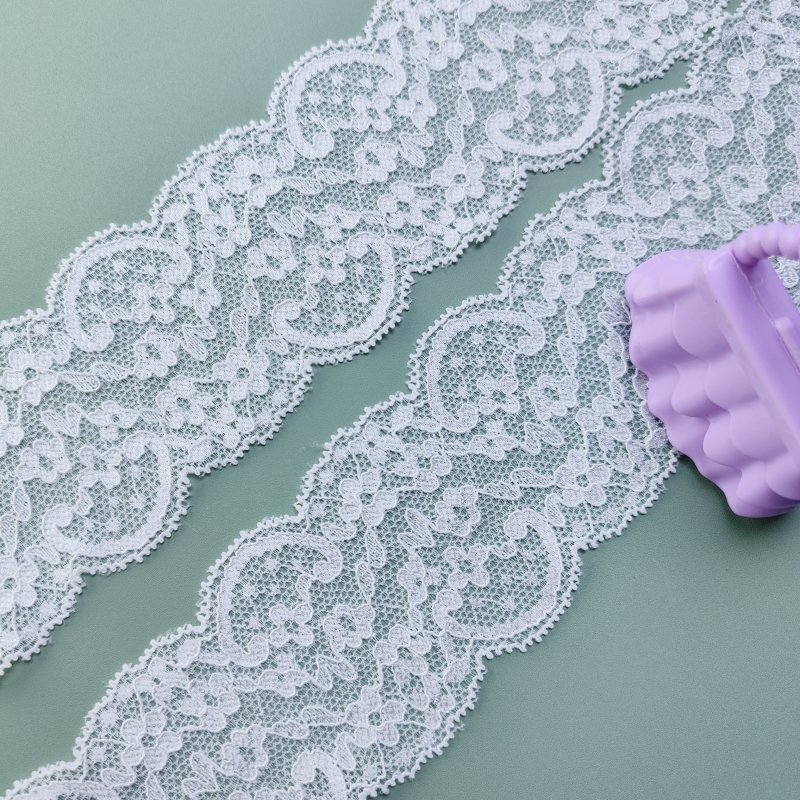 Wholesale French Flower Style Edging Stretch Trim Band Wide Knitted Nylon Elastic Lace Edge