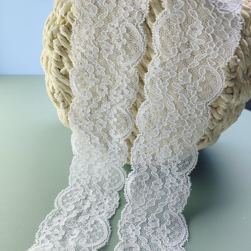 Wholesale French Flower Style Edging Stretch Trim Band Wide Knitted Nylon Elastic Lace Edge