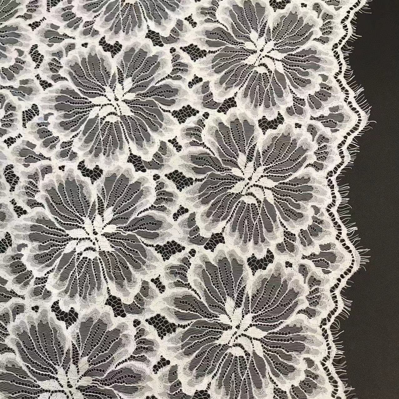 23058 Eyelash Lace Trim Exquisite Floral Pattern 100% Nylon Eyelash Lace Fabric For Wedding Dress Clothing Accessories