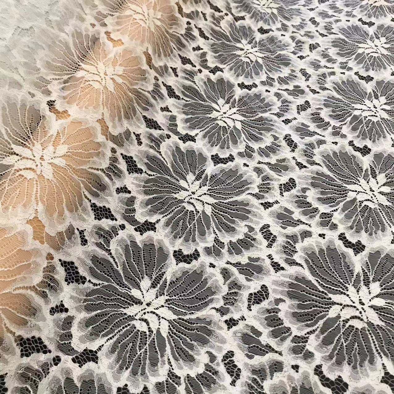 23058 Eyelash Lace Trim Exquisite Floral Pattern 100% Nylon Eyelash Lace Fabric For Wedding Dress Clothing Accessories
