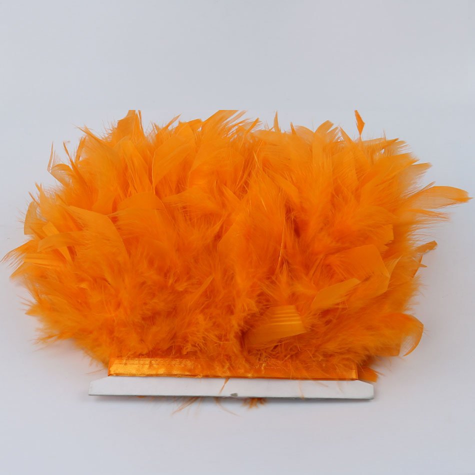 Handmade Turkey Feathers Trim Ribbon for Flecos Sewing Wedding Dress & Decorative Fringe on Tape for Clothes & Decorations