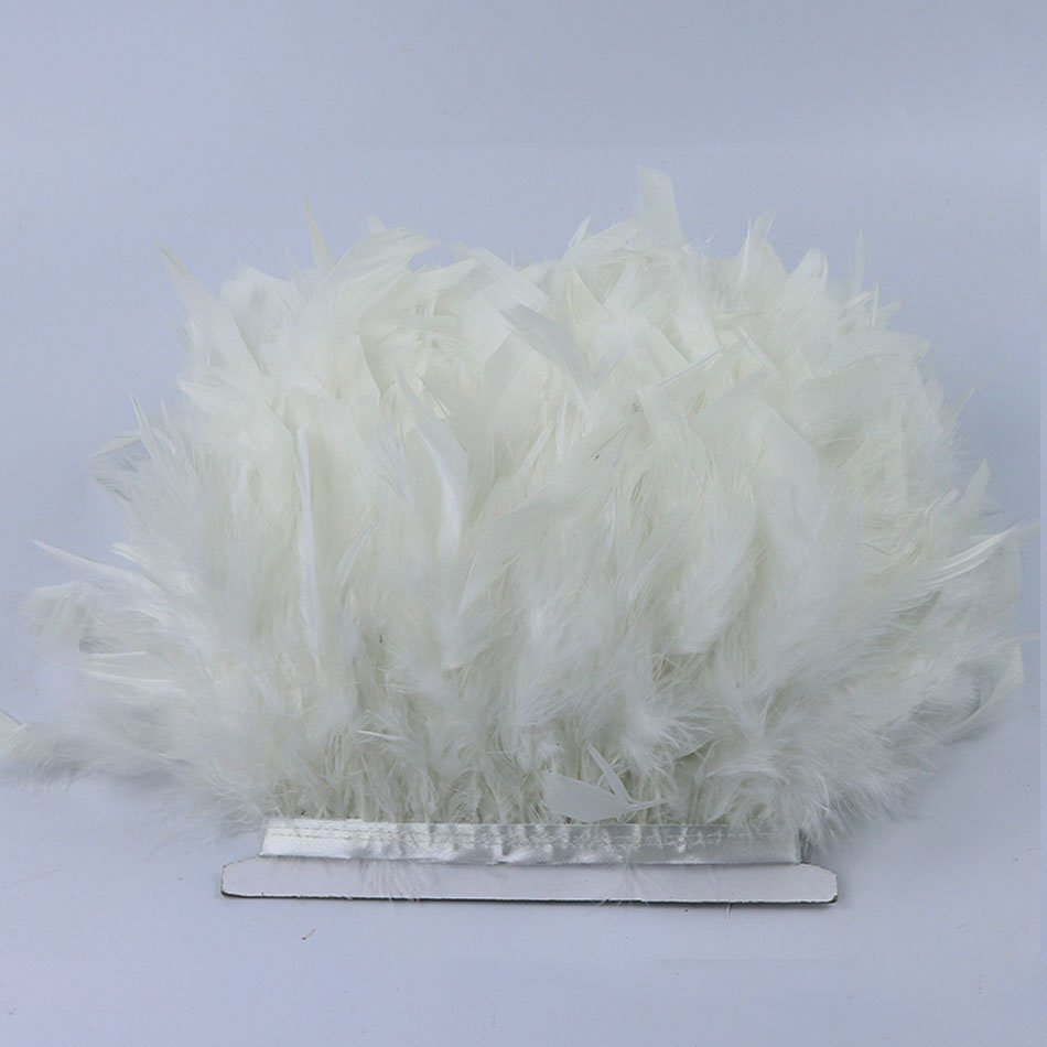 Handmade Turkey Feathers Trim Ribbon for Flecos Sewing Wedding Dress & Decorative Fringe on Tape for Clothes & Decorations
