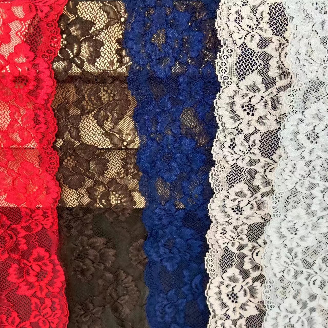 Women's Voile Nylon Spandex Lace Fabrics Various Colors Specialty Material Underwear Custom Width Elastic Tulle Trim Roll