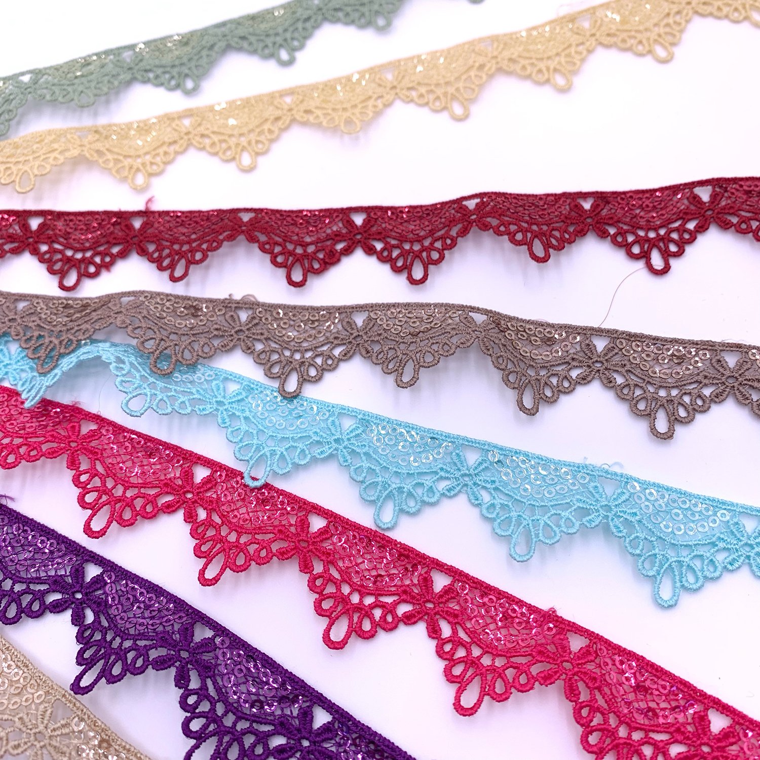 Wholesale Fancy Chemical Lace Border Water Soluble Polyester Gpo Sequence Lace Trim