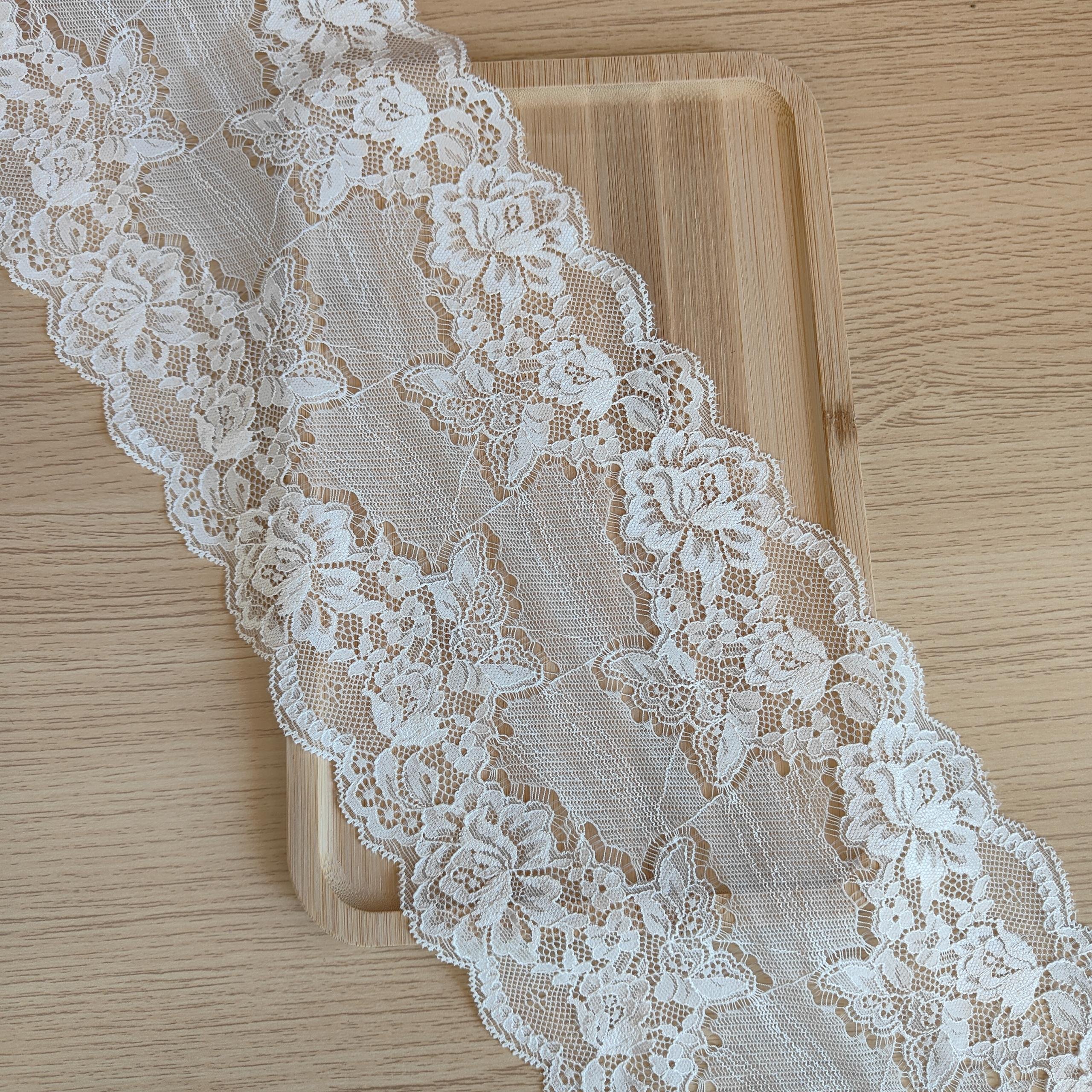 YS1006 39-4 17cm Stretch Elastic Lace Trim,Black Floral Lace Fabric Elastic Lace Ribbons for Crafts and Gift Wrapping Decorating