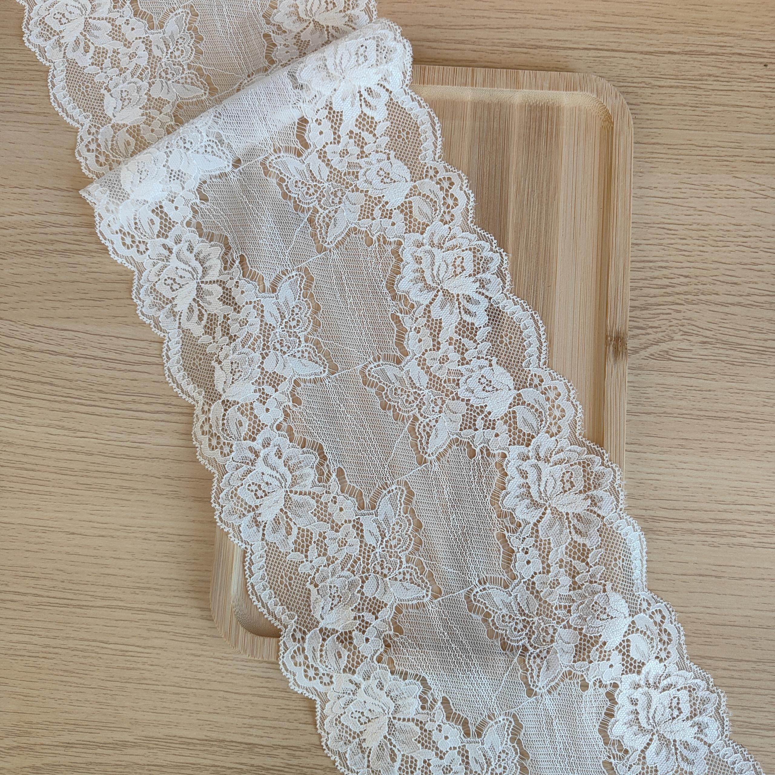 YS1006 39-4 17cm Stretch Elastic Lace Trim,Black Floral Lace Fabric Elastic Lace Ribbons for Crafts and Gift Wrapping Decorating
