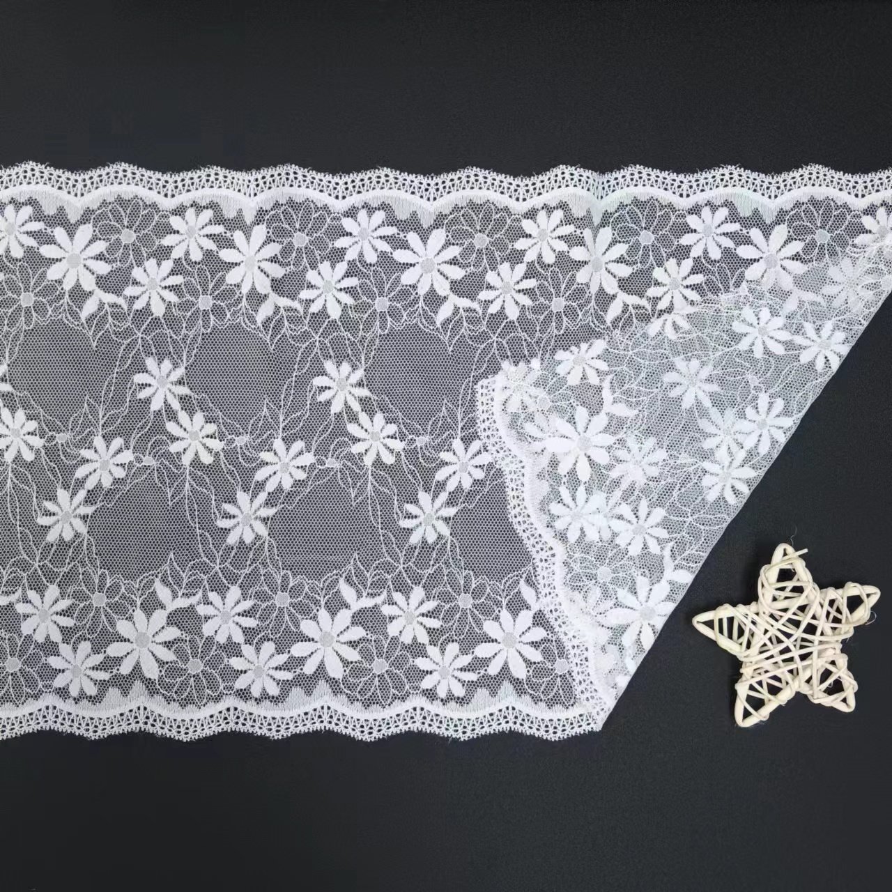 2024 New White Voile Nylon Spandex Lace Fabrics Women's Bra Material Underwear Roll Knitted Lace Trim Red Elastic Lace