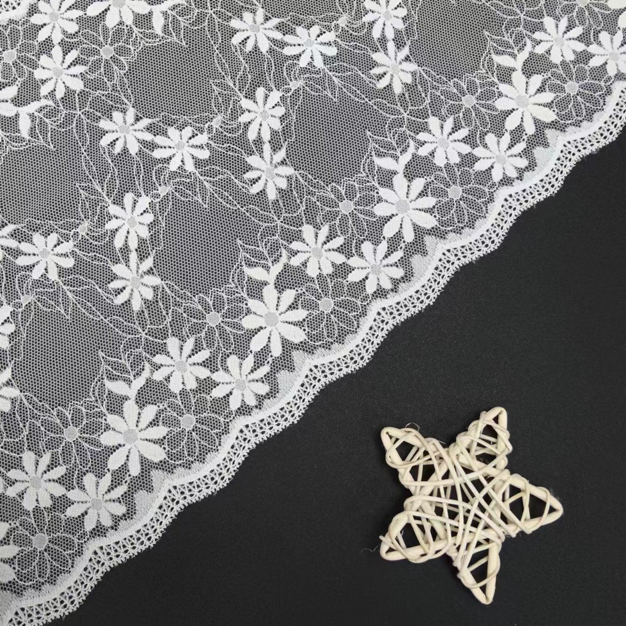 2024 New White Voile Nylon Spandex Lace Fabrics Women's Bra Material Underwear Roll Knitted Lace Trim Red Elastic Lace