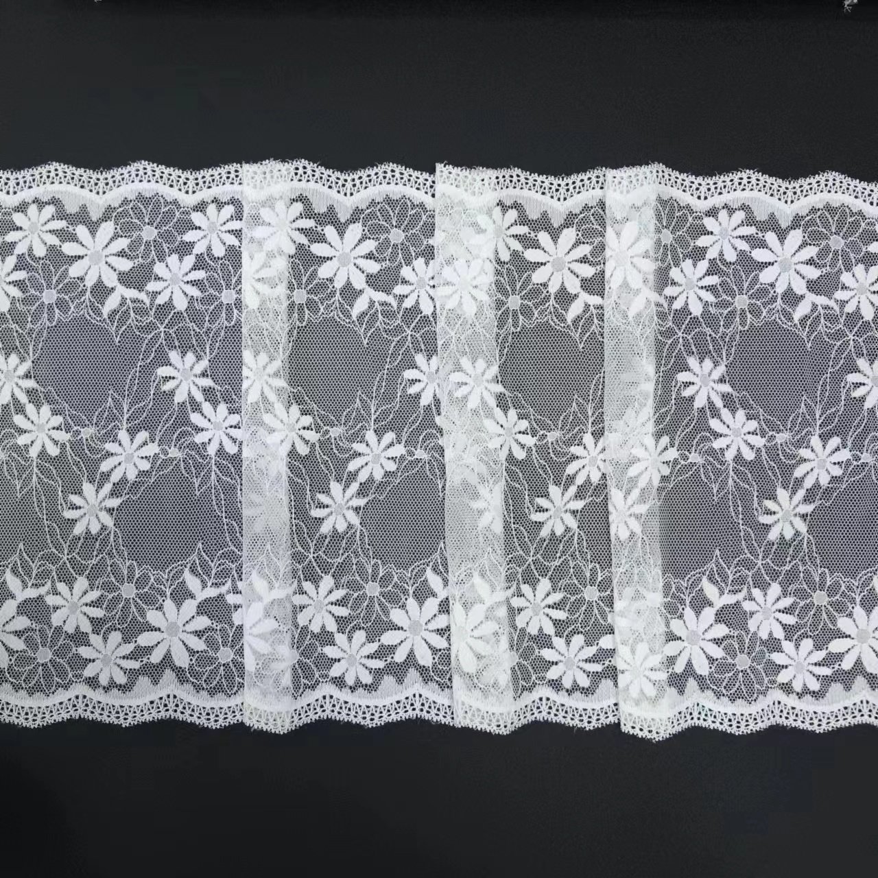 2024 New White Voile Nylon Spandex Lace Fabrics Women's Bra Material Underwear Roll Knitted Lace Trim Red Elastic Lace