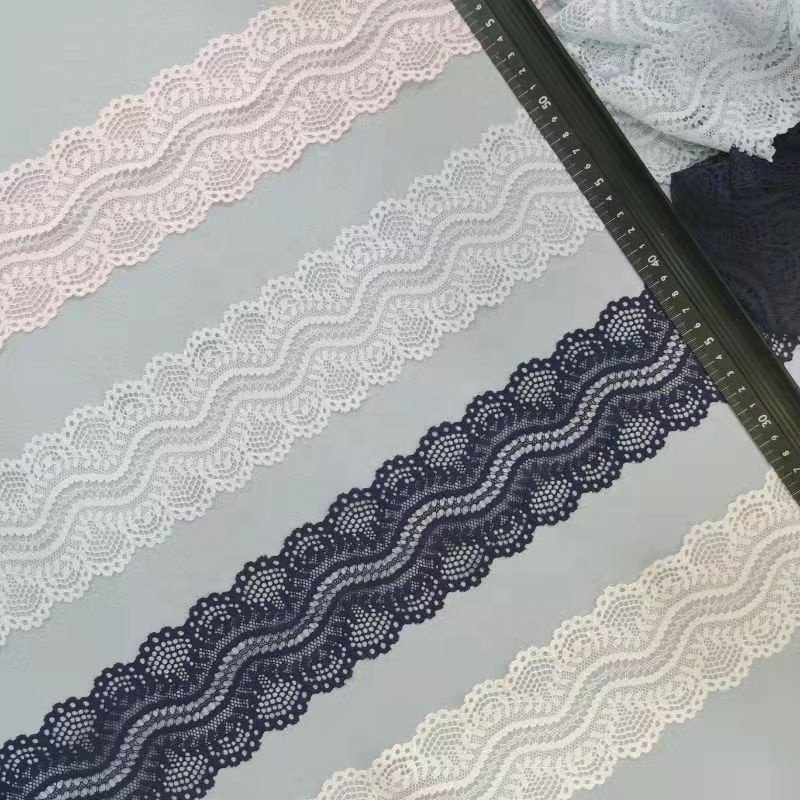ZJ021 7.5cm 10% Nylon Sector Knitted Elastic Lace for Lingerie Underwear Polyamide 90% Spandex Edging Stretch Lace Trim Band