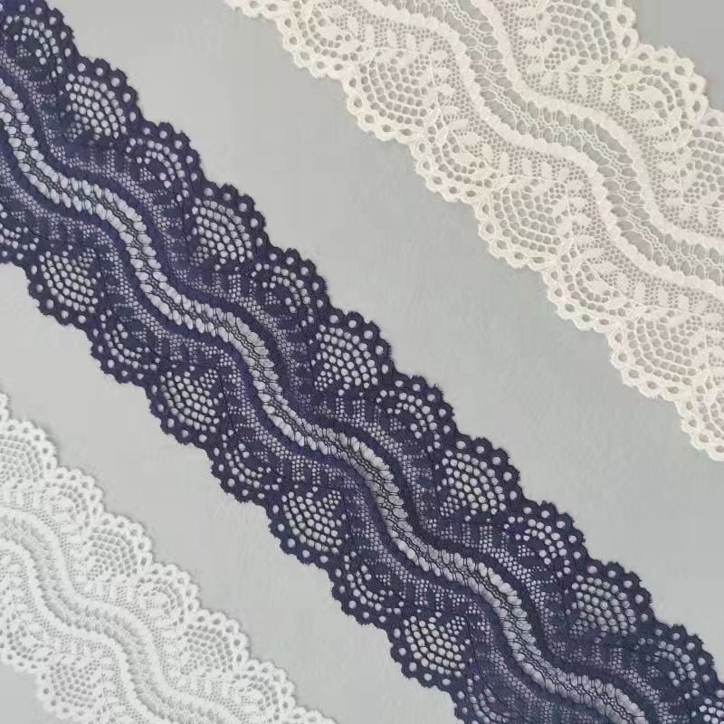ZJ021 7.5cm 10% Nylon Sector Knitted Elastic Lace for Lingerie Underwear Polyamide 90% Spandex Edging Stretch Lace Trim Band