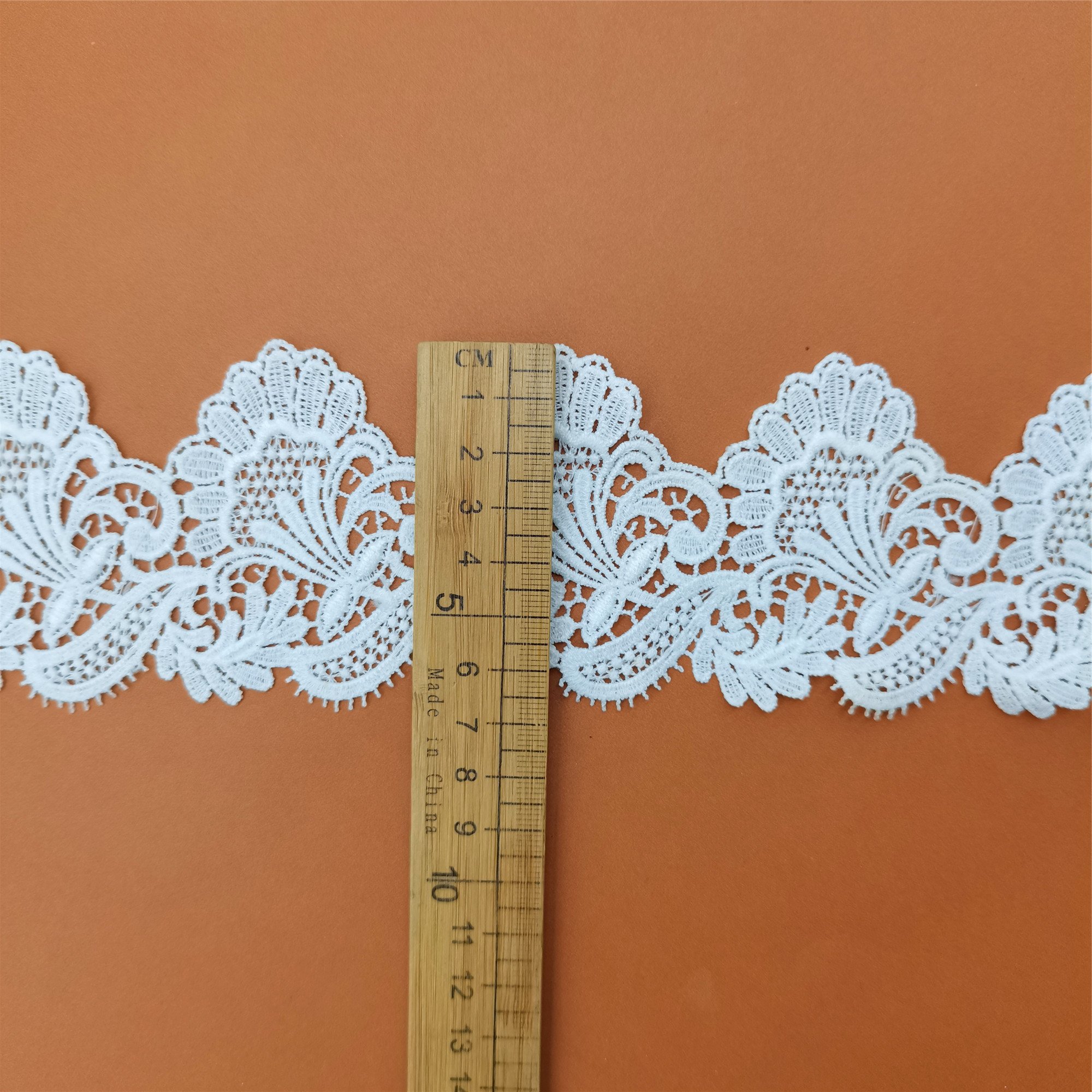 C1209 Polyester Milk Silk Embroidered Fabric 3D White Cotton Lace Trim Water Soluble Crocheted Lace for Garments