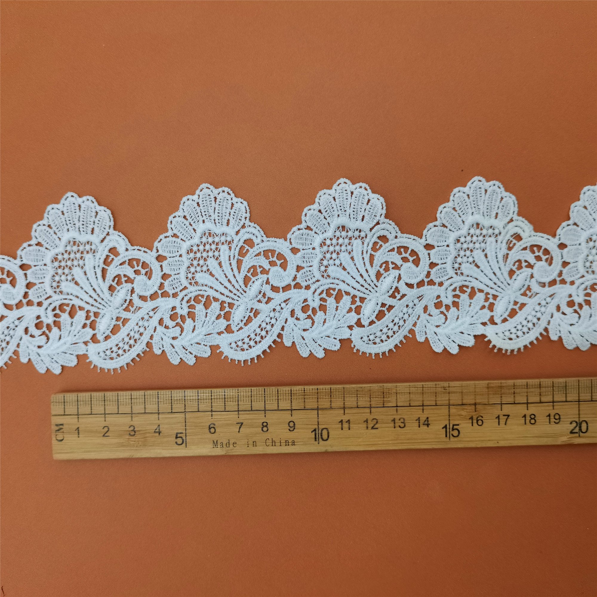 C1209 Polyester Milk Silk Embroidered Fabric 3D White Cotton Lace Trim Water Soluble Crocheted Lace for Garments