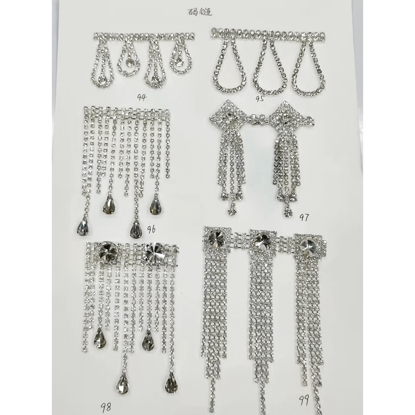 Wholesale high quality use custom design rhinestone trimming applique for clothes accessories